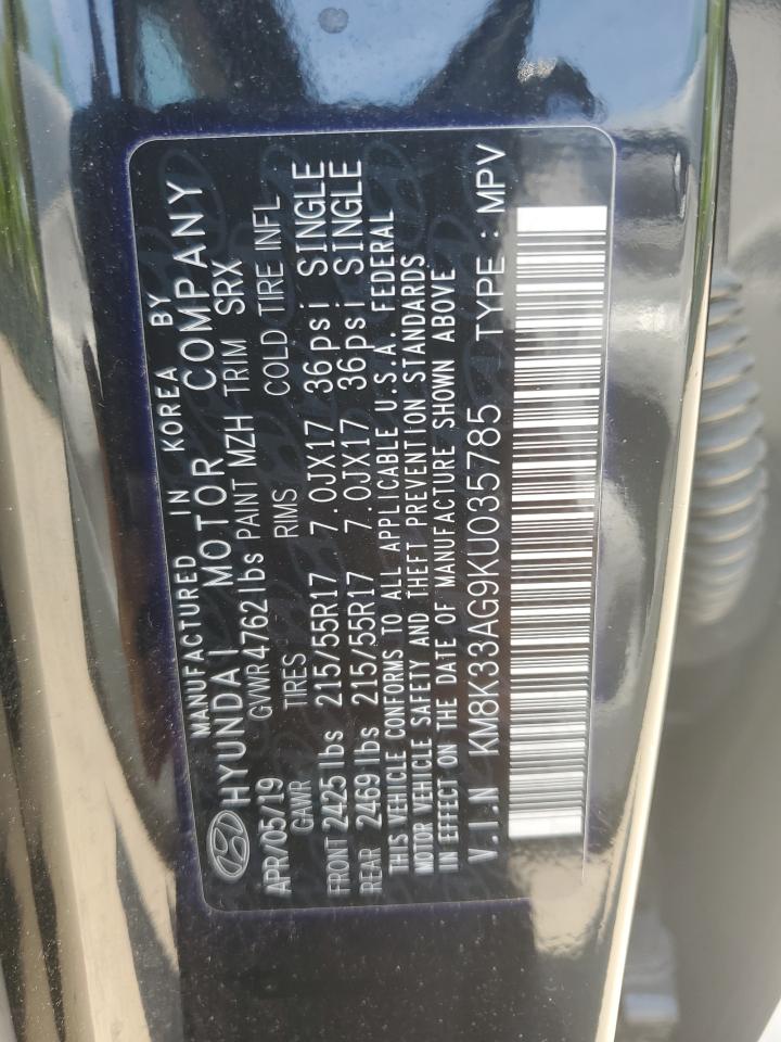 2019 Hyundai Kona Limited VIN: KM8K33AG9KU035785 Lot: 54337595