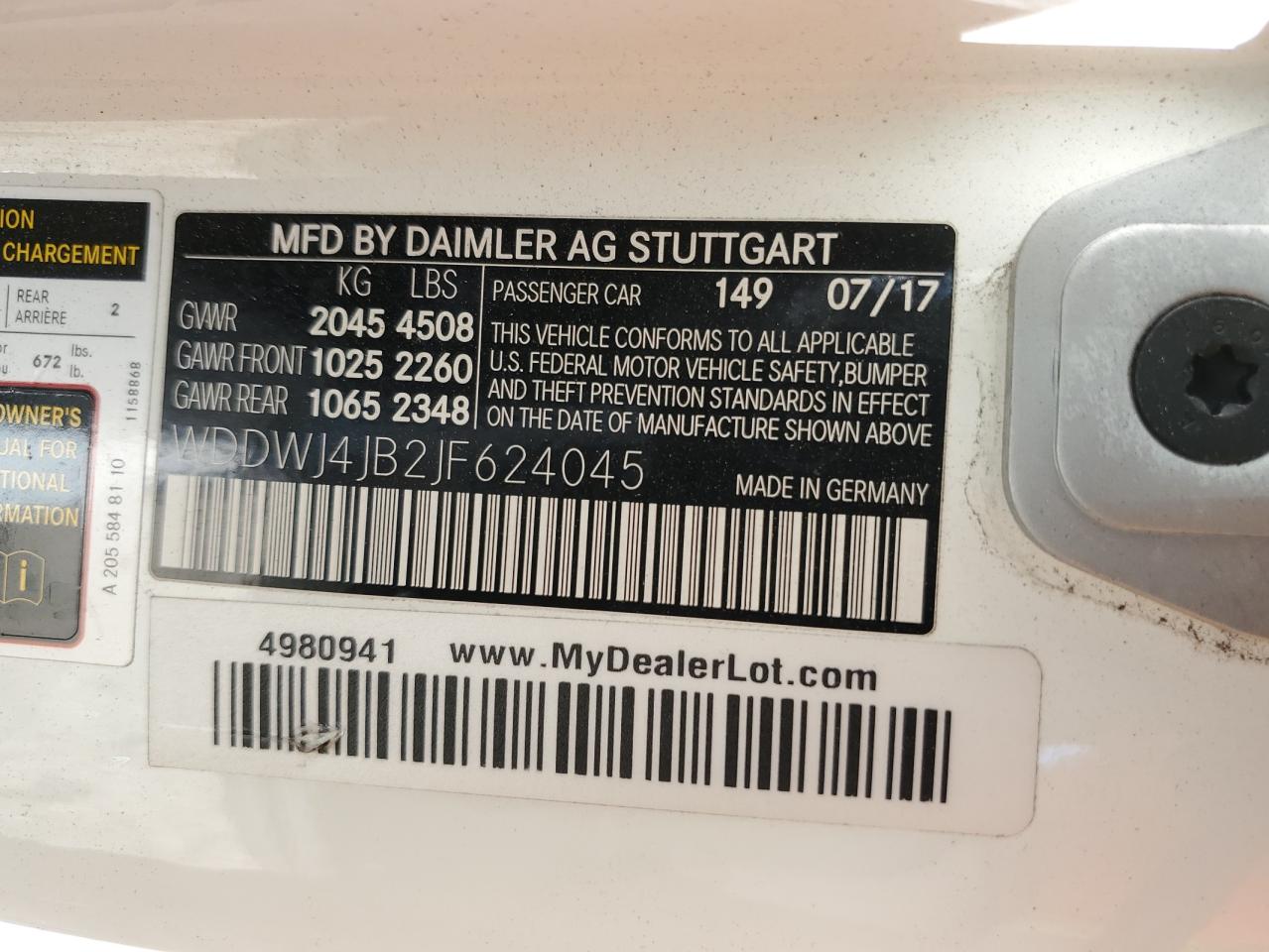 2018 Mercedes-Benz C 300 VIN: WDDWJ4JB2JF624045 Lot: 53367625