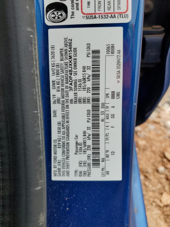 2019 Ford Fiesta Se VIN: 3FADP4BJXKM154862 Lot: 53282915