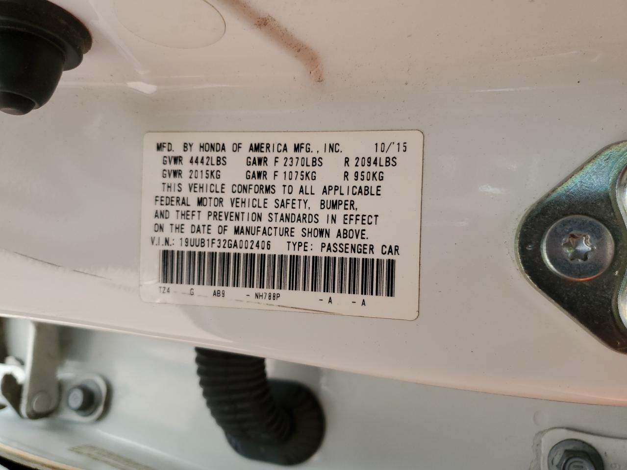 2016 Acura Tlx VIN: 19UUB1F32GA002406 Lot: 52129105