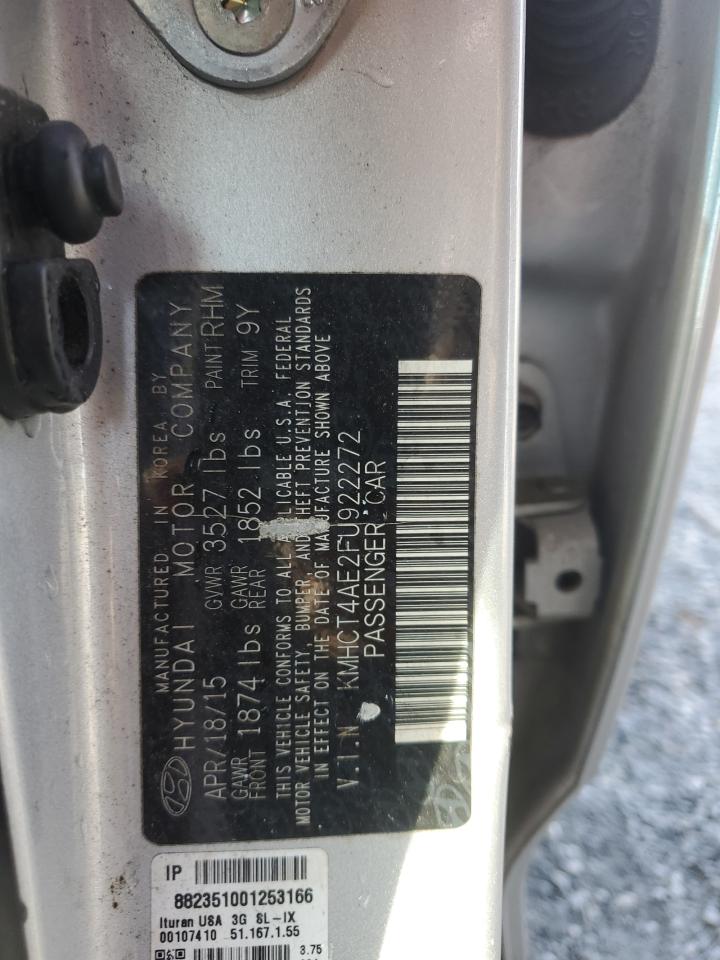 2015 Hyundai Accent Gls VIN: KMHCT4AE2FU922272 Lot: 54050155