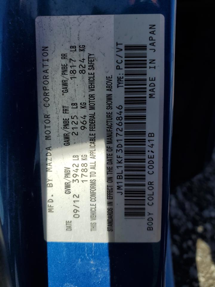 2013 Mazda 3 I VIN: JM1BL1KF3D1726846 Lot: 54713885
