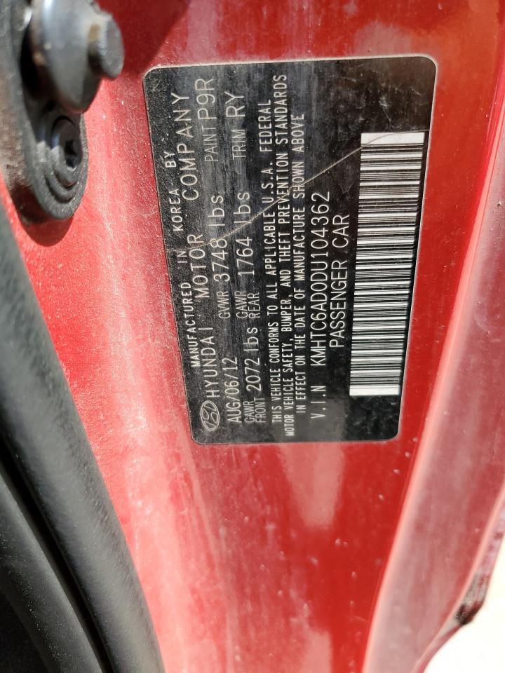 2013 Hyundai Veloster VIN: KMHTC6AD0DU104362 Lot: 54183155