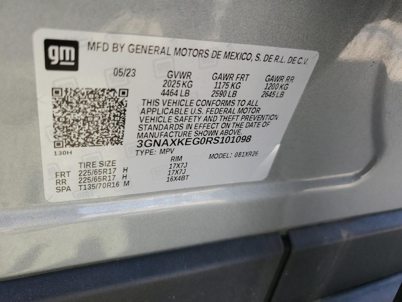 2024 Chevrolet Equinox Lt VIN: 3GNAXKEG0RS101098 Lot: 54162145