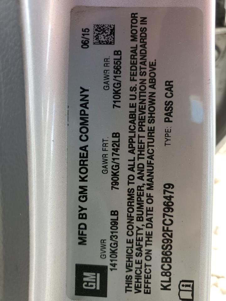 2015 Chevrolet Spark Ls VIN: KL8CB6S92FC796479 Lot: 52821365