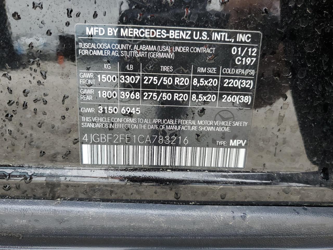 4JGBF2FE1CA783216 2012 Mercedes-Benz Gl 350 Bluetec