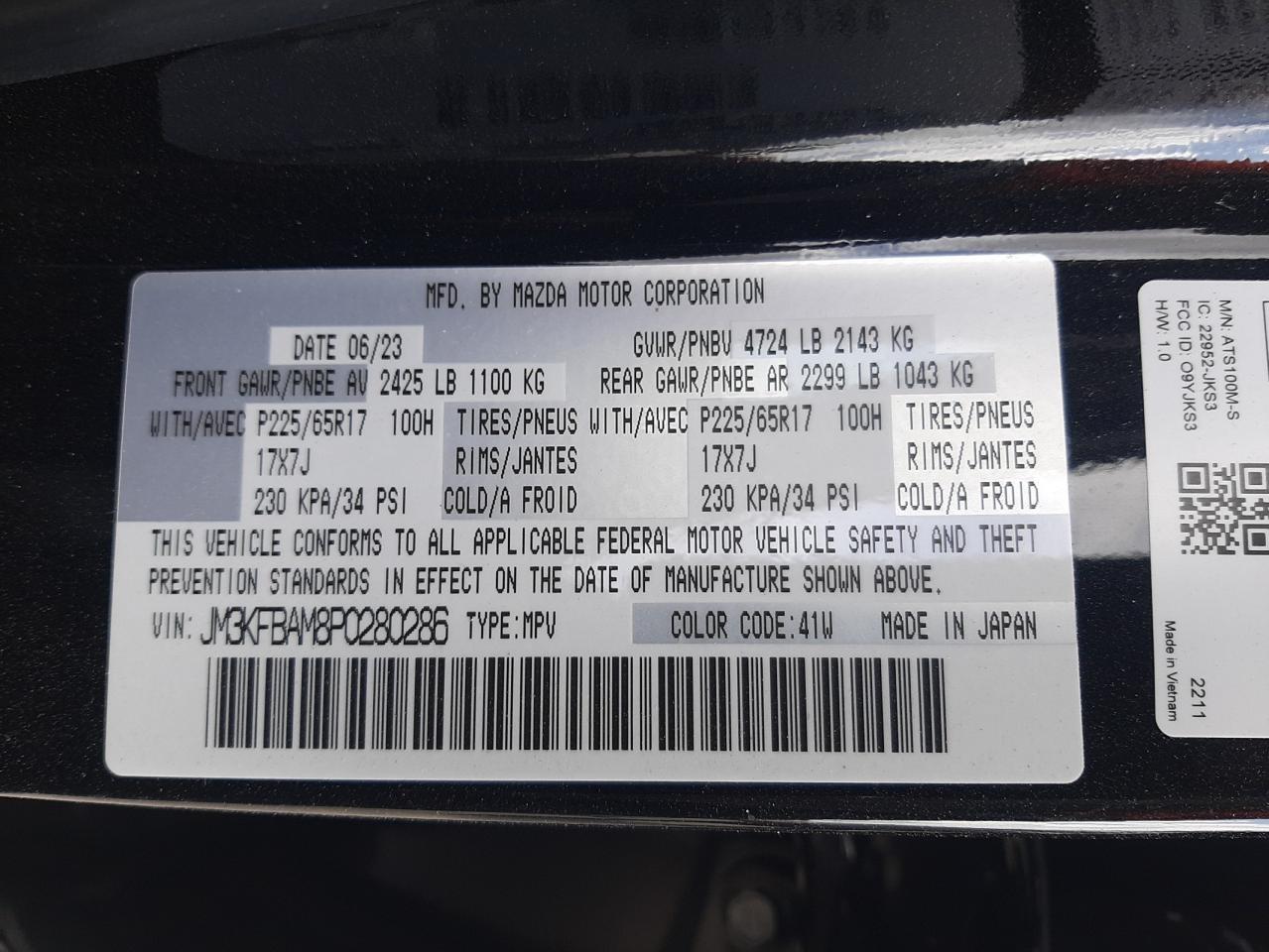 2023 Mazda Cx-5 VIN: JM3KFBAM8P0280286 Lot: 55063415