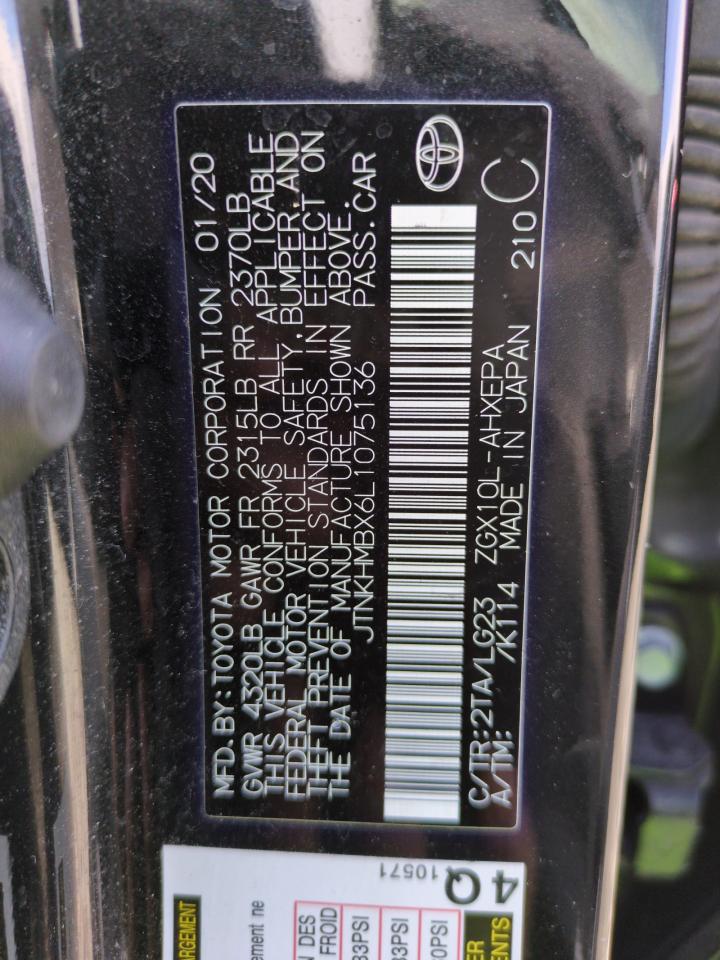 2020 Toyota C-Hr Xle VIN: JTNKHMBX6L1075136 Lot: 53728485