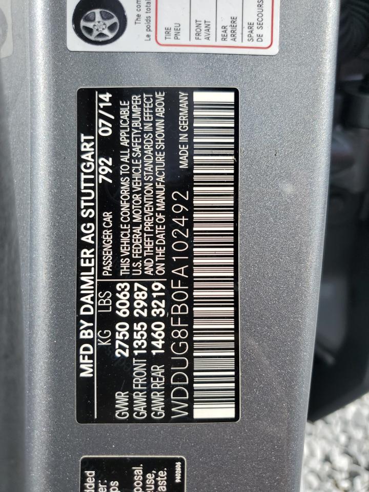2015 Mercedes-Benz S 550 4Matic VIN: WDDUG8FB0FA102492 Lot: 54480115