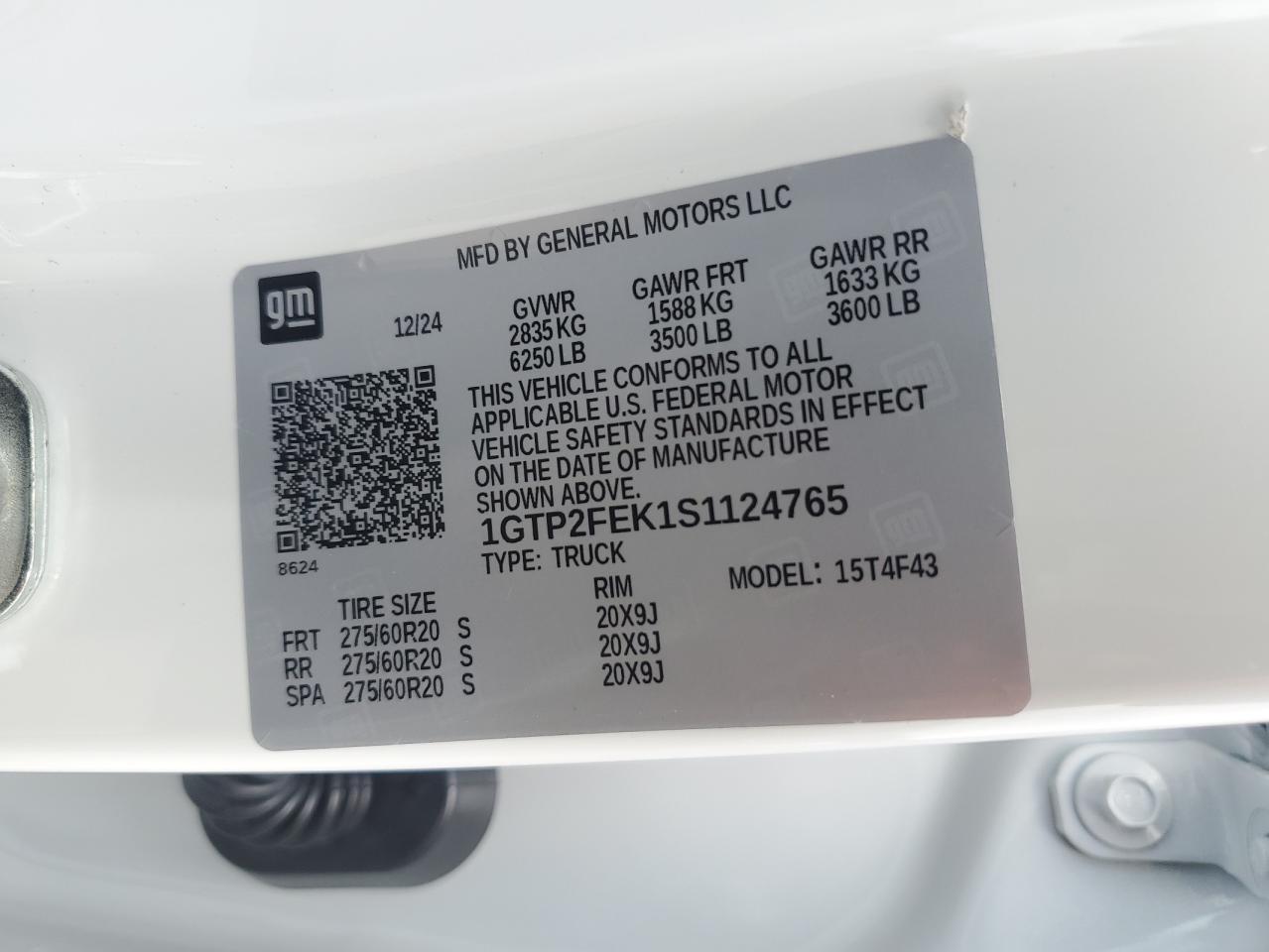 2025 GMC Canyon Denali VIN: 1GTP2FEK1S1124765 Lot: 51665015