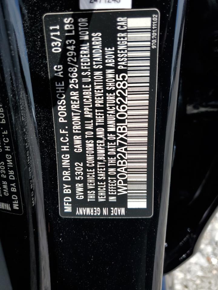 2011 Porsche Panamera S VIN: WP0AB2A7XBL062285 Lot: 55134545