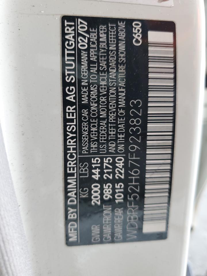 2007 Mercedes-Benz C 230 VIN: WDBRF52H67F923823 Lot: 52954445