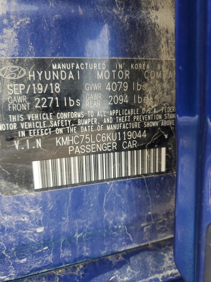 2019 Hyundai Ioniq Sel VIN: KMHC75LC6KU119044 Lot: 51642165