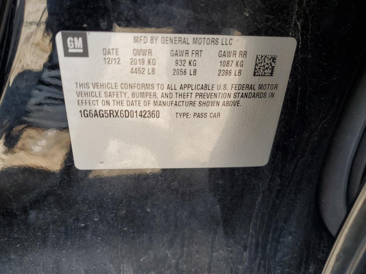 2013 Cadillac Ats VIN: 1G6AG5RX6D0142360 Lot: 52374455