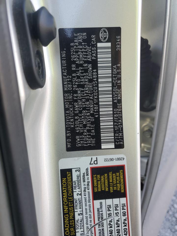 4T1BF1FK0CU154884 2012 Toyota Camry Base