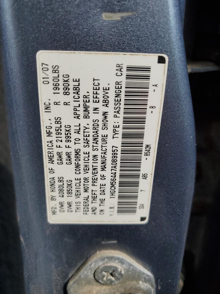 2007 Honda Accord Lx VIN: 1HGCM56447A089957 Lot: 52517145