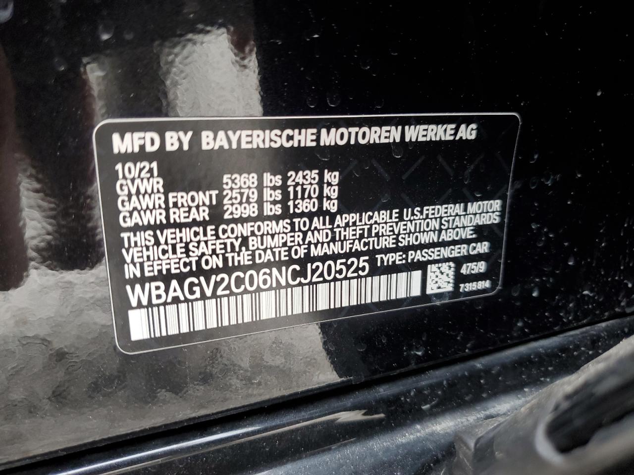 2022 BMW 840I VIN: WBAGV2C06NCJ20525 Lot: 52949275