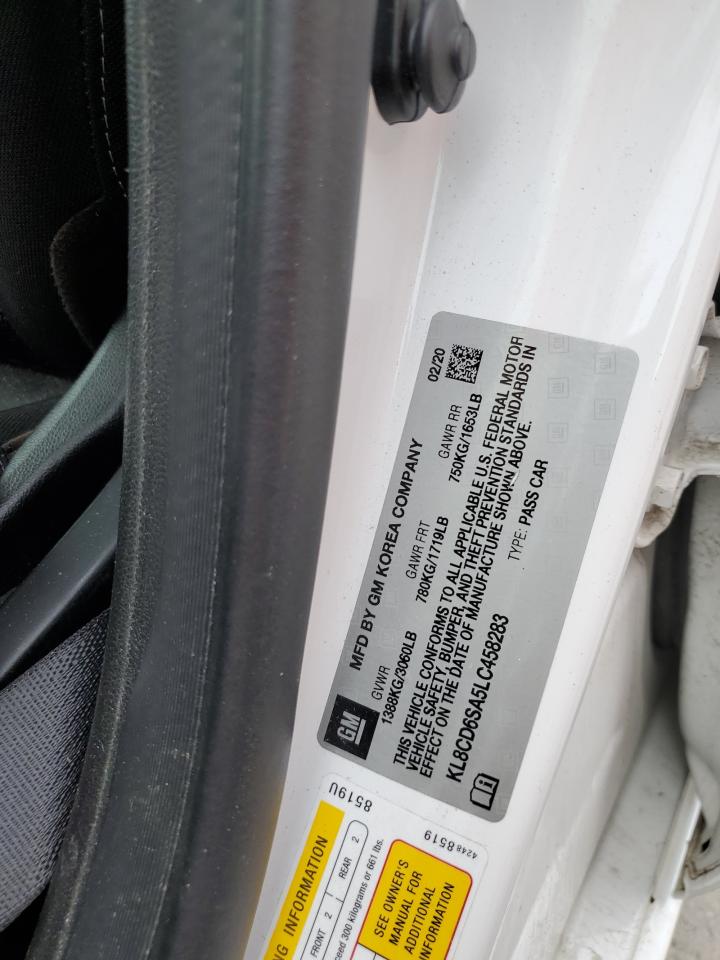 2020 Chevrolet Spark 1Lt VIN: KL8CD6SA5LC458283 Lot: 52444065