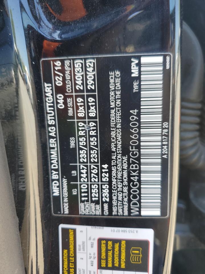 2016 Mercedes-Benz Glc 300 4Matic VIN: WDC0G4KB7GF066094 Lot: 54651065