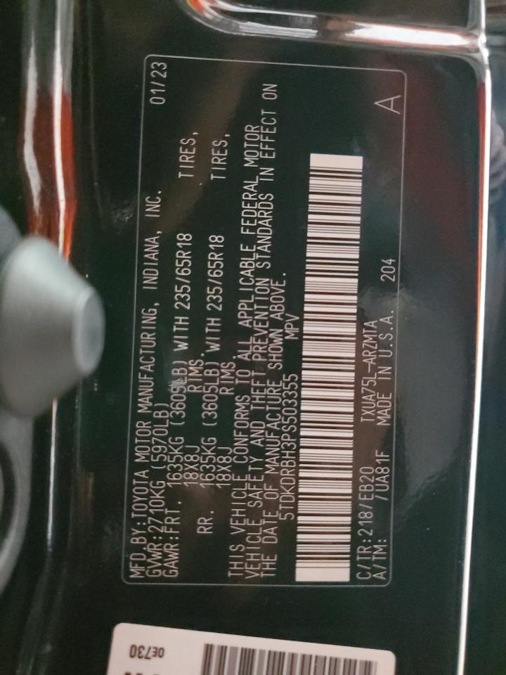 2023 Toyota Highlander L VIN: 5TDKDRBH3PS503355 Lot: 52572795