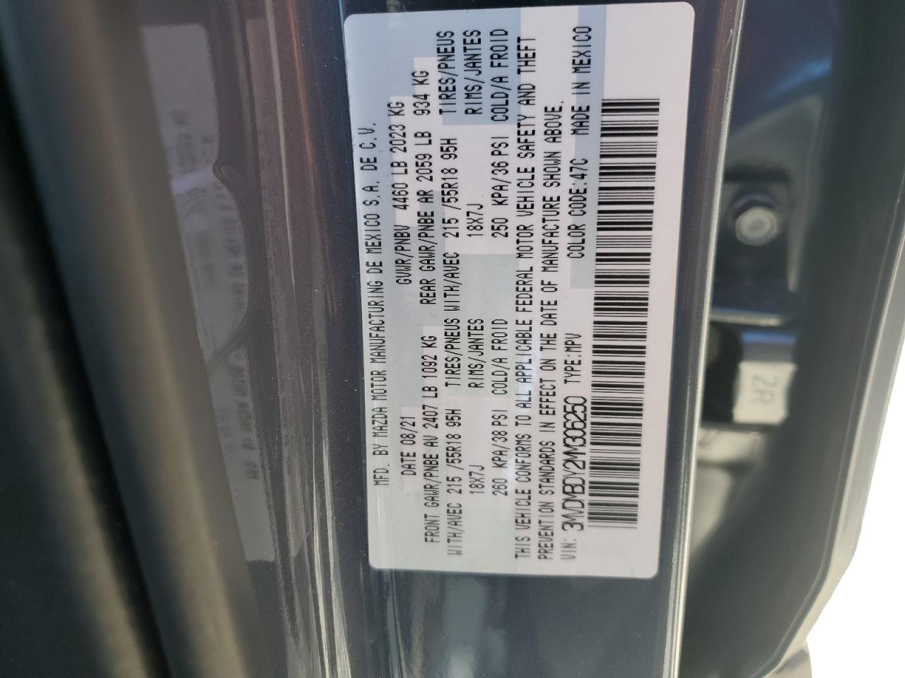 2021 Mazda Cx-30 Premium VIN: 3MVDMBDY2MM306250 Lot: 53430615