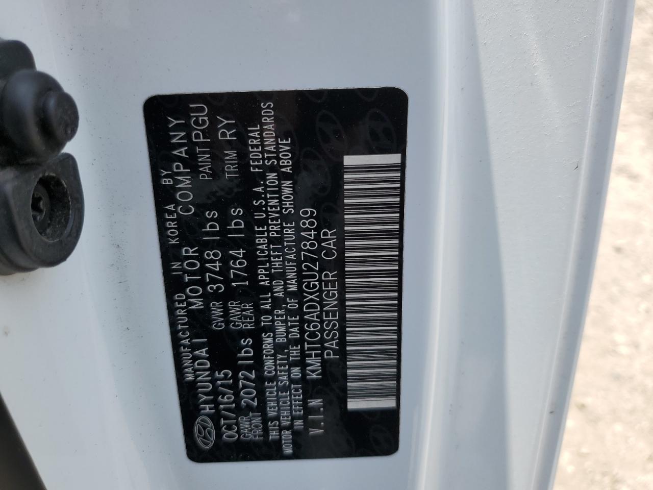 2016 Hyundai Veloster VIN: KMHTC6ADXGU278489 Lot: 55247335