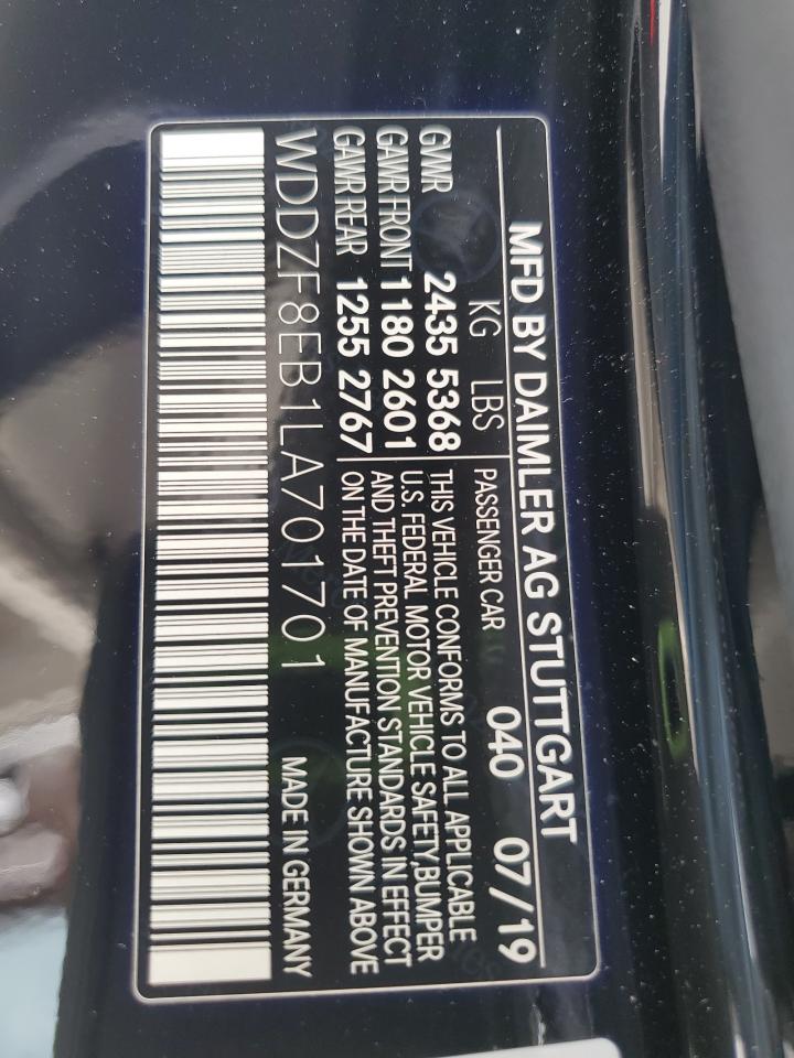 2020 Mercedes-Benz E 350 4Matic VIN: WDDZF8EB1LA701701 Lot: 54890215