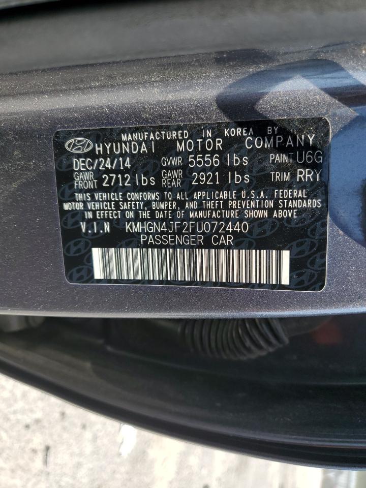 2015 Hyundai Genesis 5.0L VIN: KMHGN4JF2FU072440 Lot: 52410855