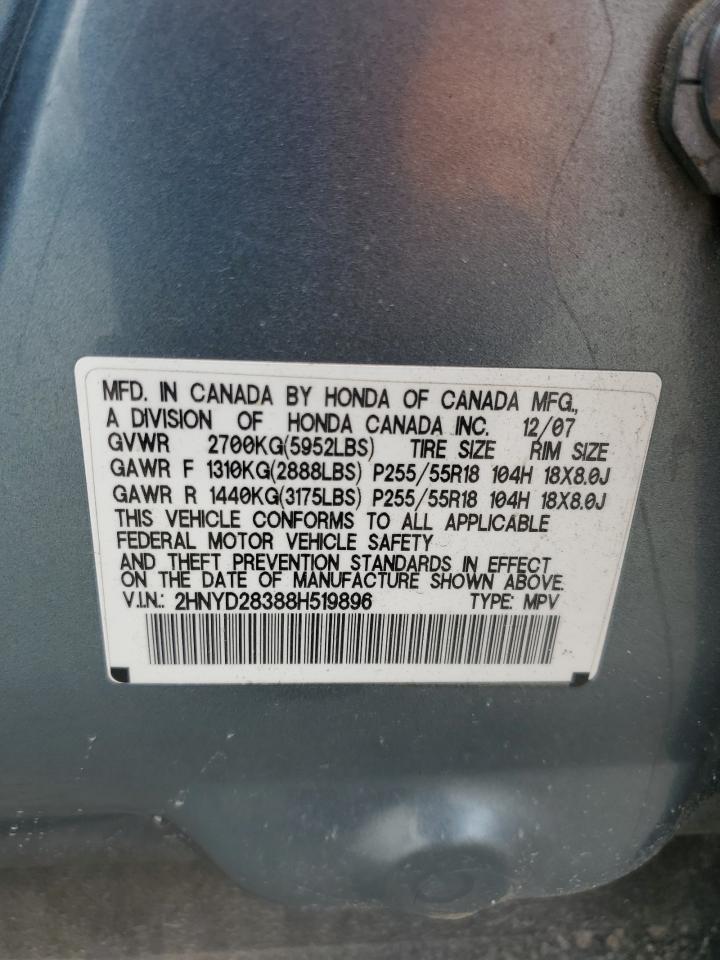 2008 Acura Mdx Technology VIN: 2HNYD28388H519896 Lot: 53757285
