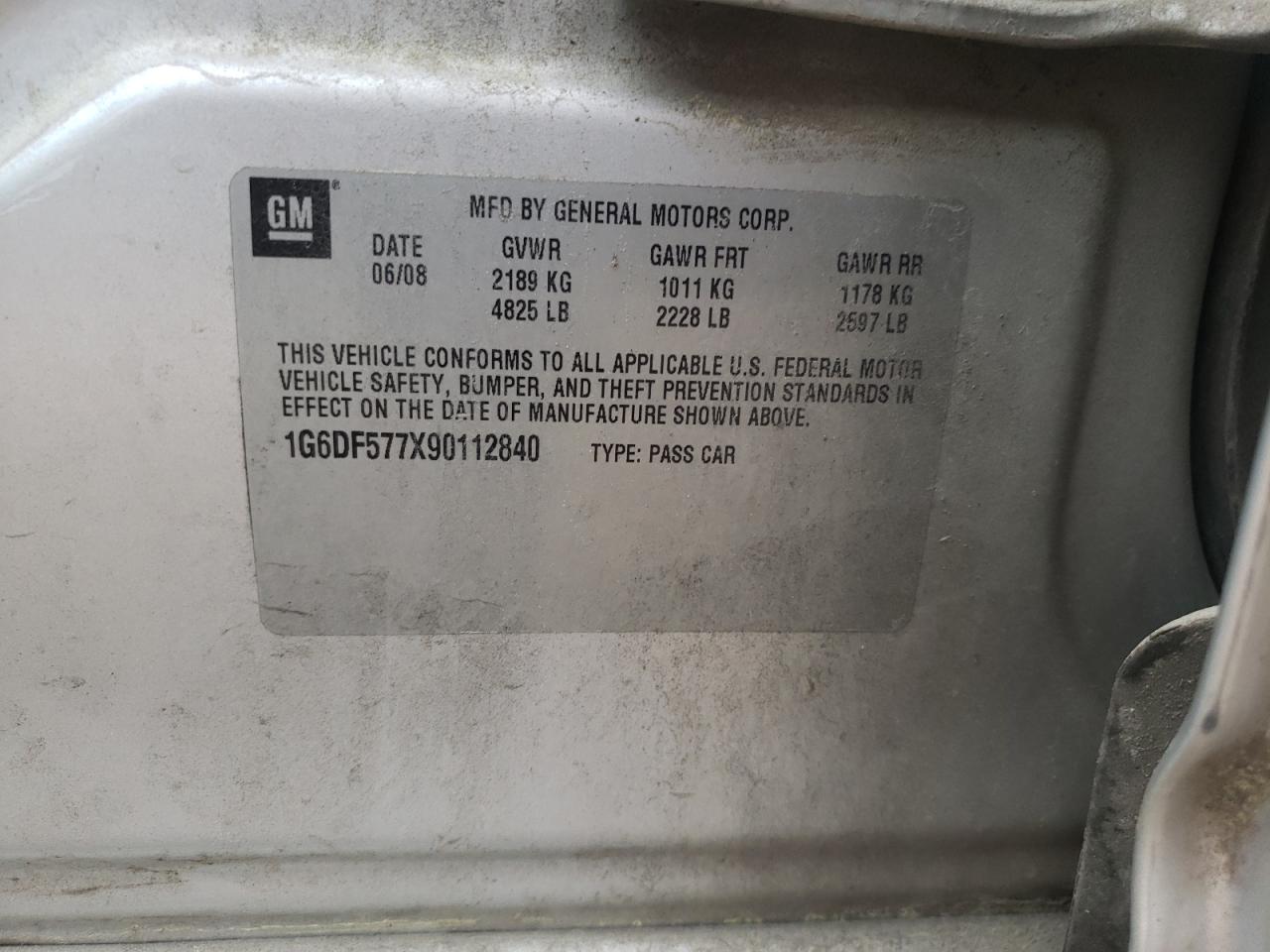 2009 Cadillac Cts VIN: 1G6DF577X90112840 Lot: 51630245