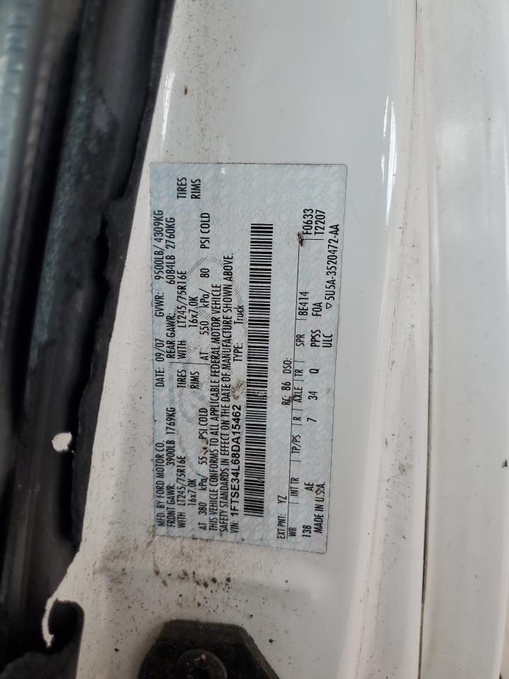 2008 Ford Econoline E350 Super Duty Van VIN: 1FTSE34L68DA15462 Lot: 52294355