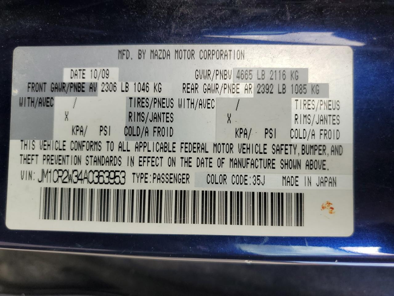 2010 Mazda 5 VIN: JM1CR2W34A0363953 Lot: 52817595