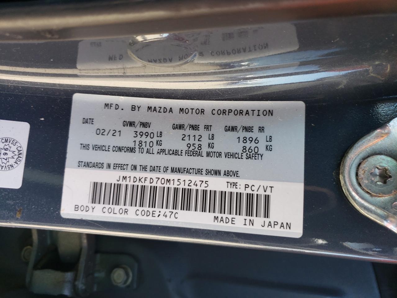 2021 Mazda Cx-3 Grand Touring VIN: JM1DKFD70M1512475 Lot: 54180305