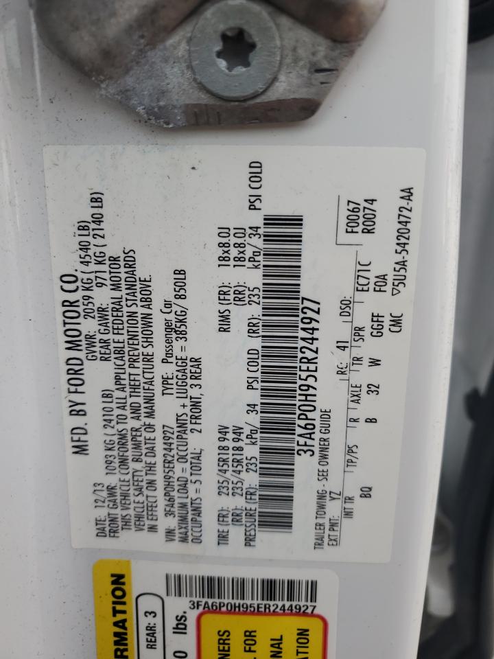 2014 Ford Fusion Se VIN: 3FA6P0H95ER244927 Lot: 53486615