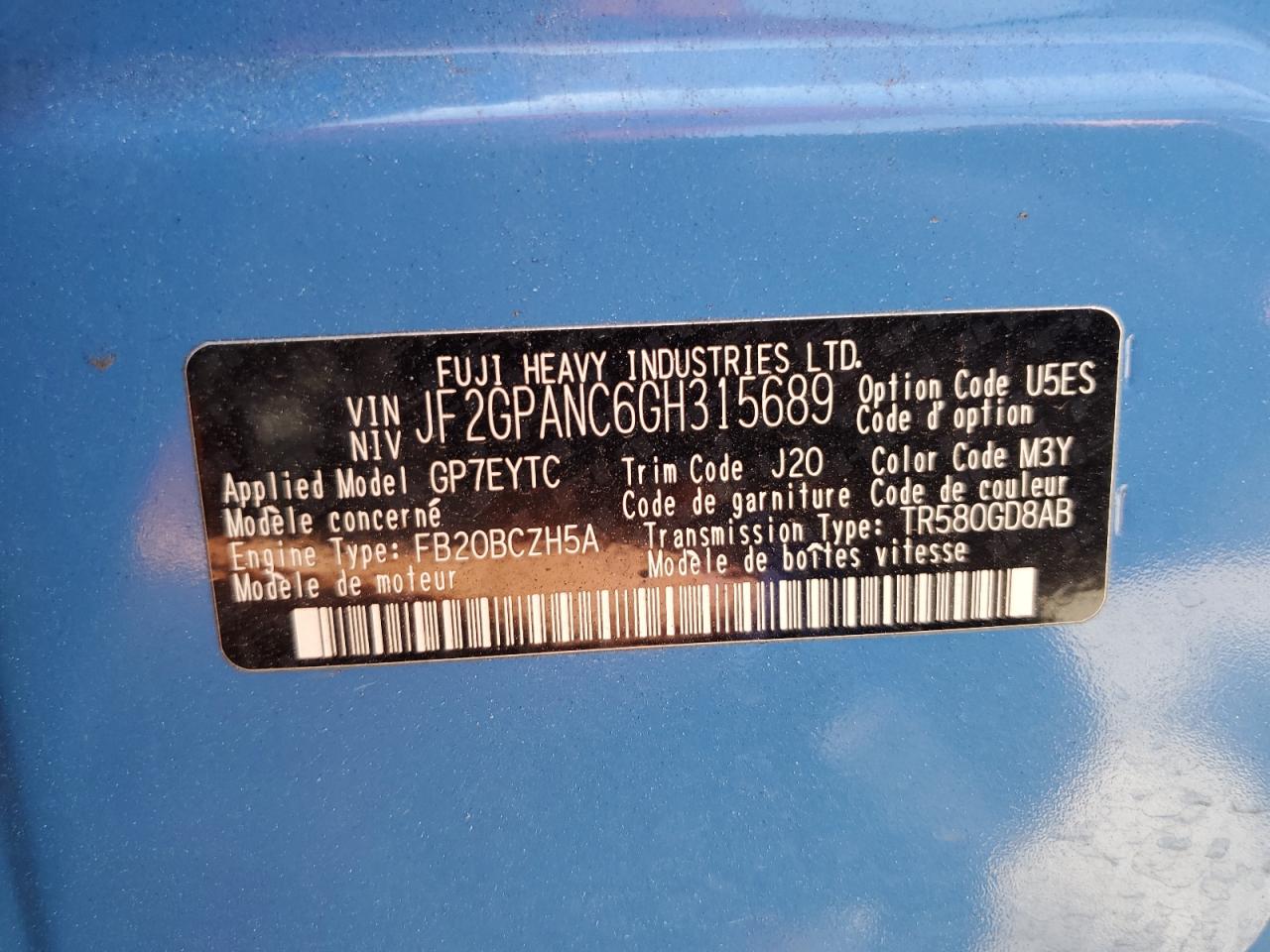 2016 Subaru Crosstrek Limited VIN: JF2GPANC6GH315689 Lot: 55117745