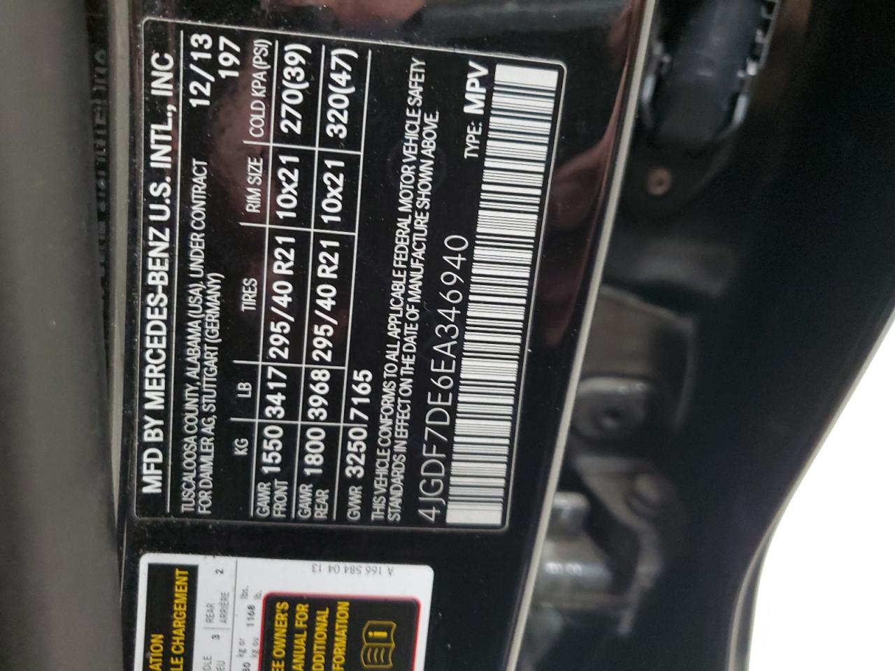 2014 Mercedes-Benz Gl 550 4Matic VIN: 4JGDF7DE6EA346940 Lot: 50353485