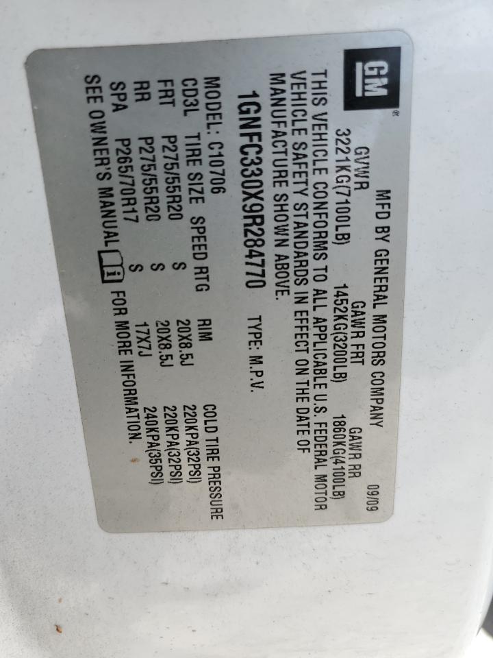 2009 Chevrolet Tahoe C1500 Ltz VIN: 1GNFC330X9R284770 Lot: 52932225
