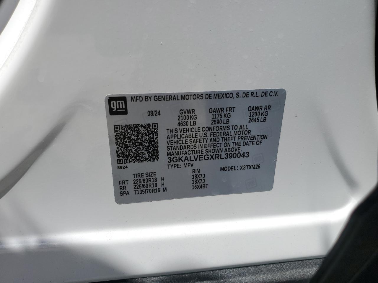 2024 GMC Terrain Slt VIN: 3GKALVEGXRL390043 Lot: 53476465