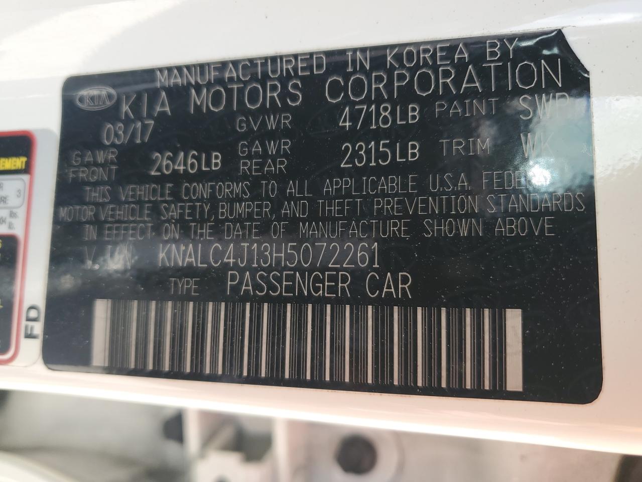 2017 Kia Cadenza Premium VIN: KNALC4J13H5072261 Lot: 52684305
