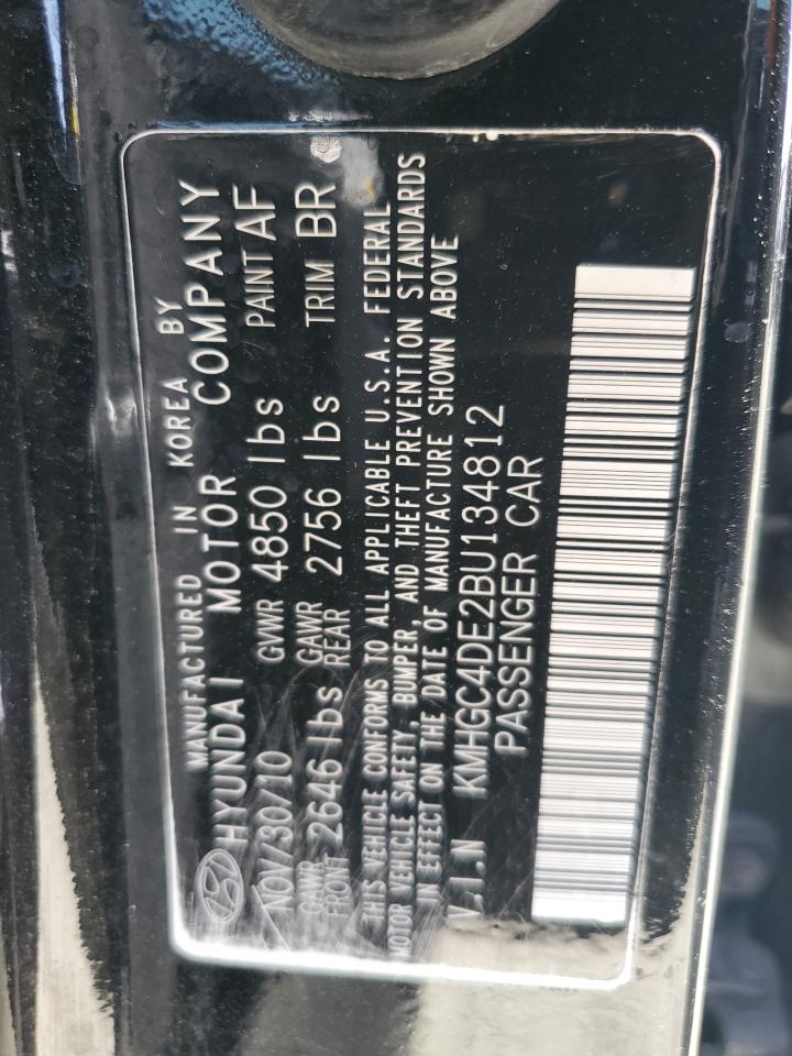 2011 Hyundai Genesis 3.8L VIN: KMHGC4DE2BU134812 Lot: 53916545