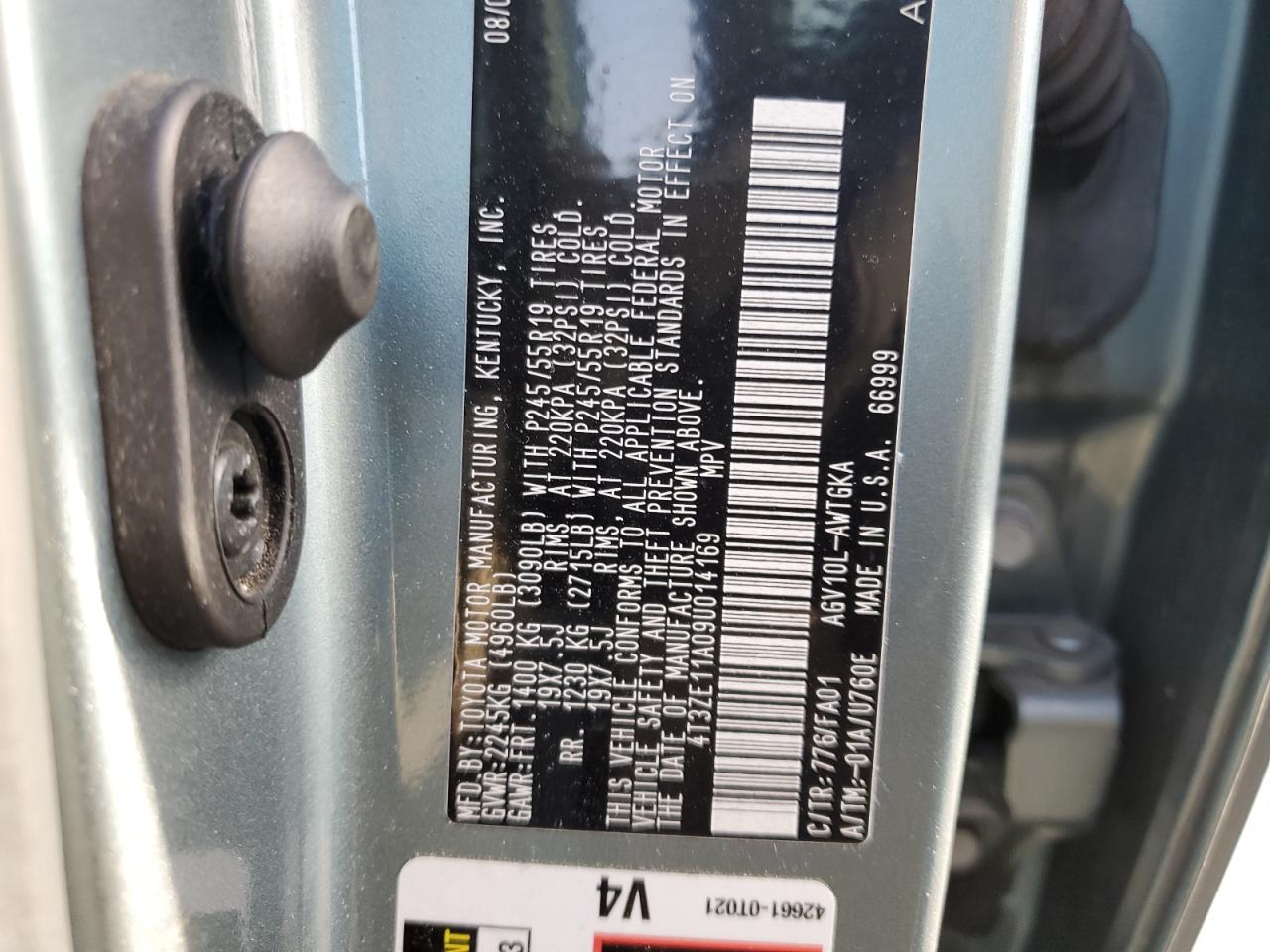2009 Toyota Venza VIN: 4T3ZE11A09U014169 Lot: 54159725