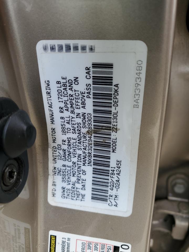 2004 Toyota Corolla Ce VIN: 1NXBR32E94Z289303 Lot: 55078935