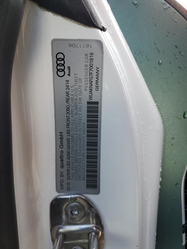 2015 Audi R8 5.2 Plus Quattro VIN: WUAKNAFG7F7001816 Lot: 52622535