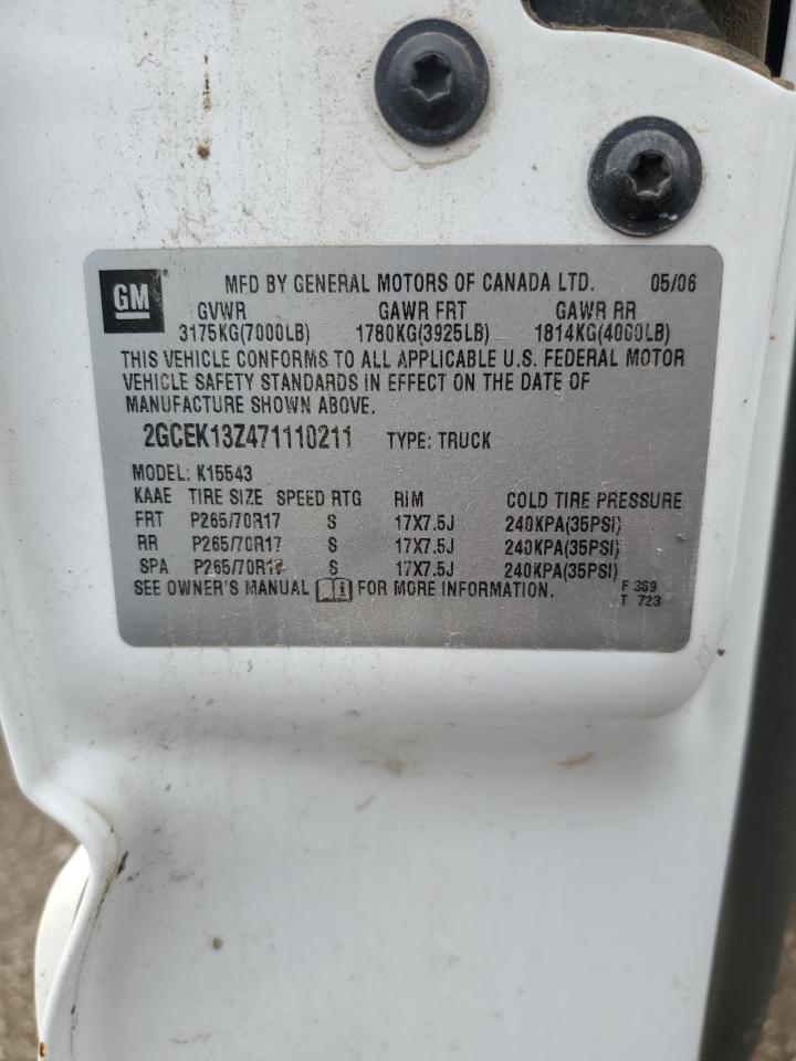 2007 Chevrolet Silverado K1500 Classic Crew Cab VIN: 2GCEK13Z471110211 Lot: 53826305