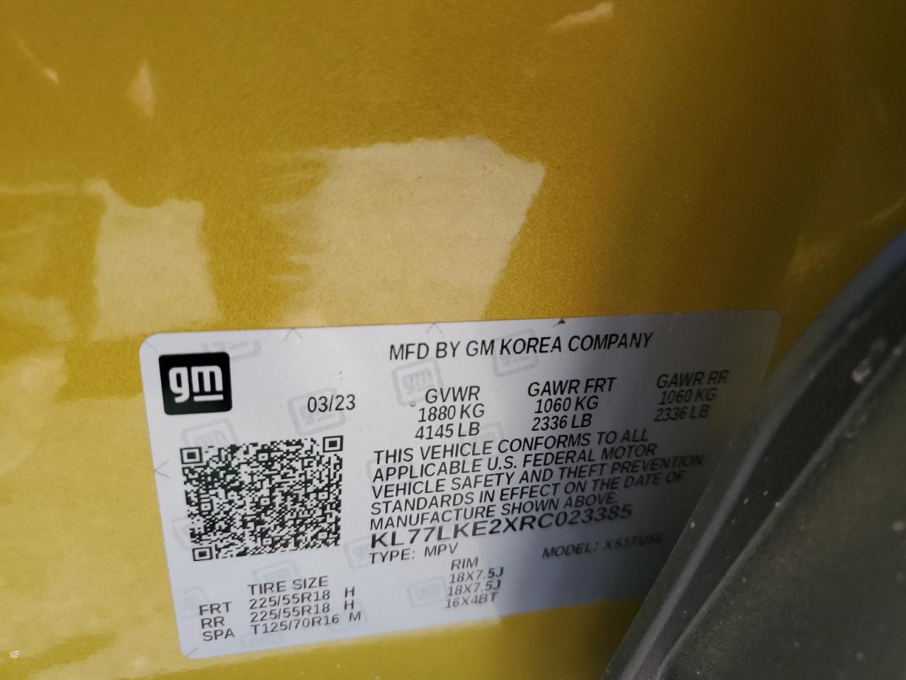 2024 Chevrolet Trax Activ VIN: KL77LKE2XRC023385 Lot: 52545175