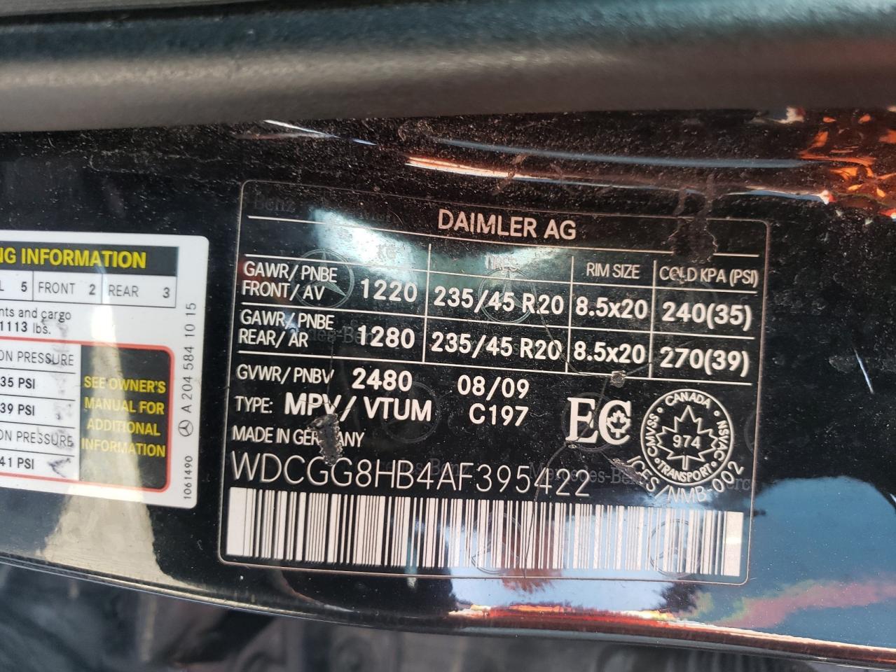 2010 Mercedes-Benz Glk 350 4Matic VIN: WDCGG8HB4AF395422 Lot: 53845625