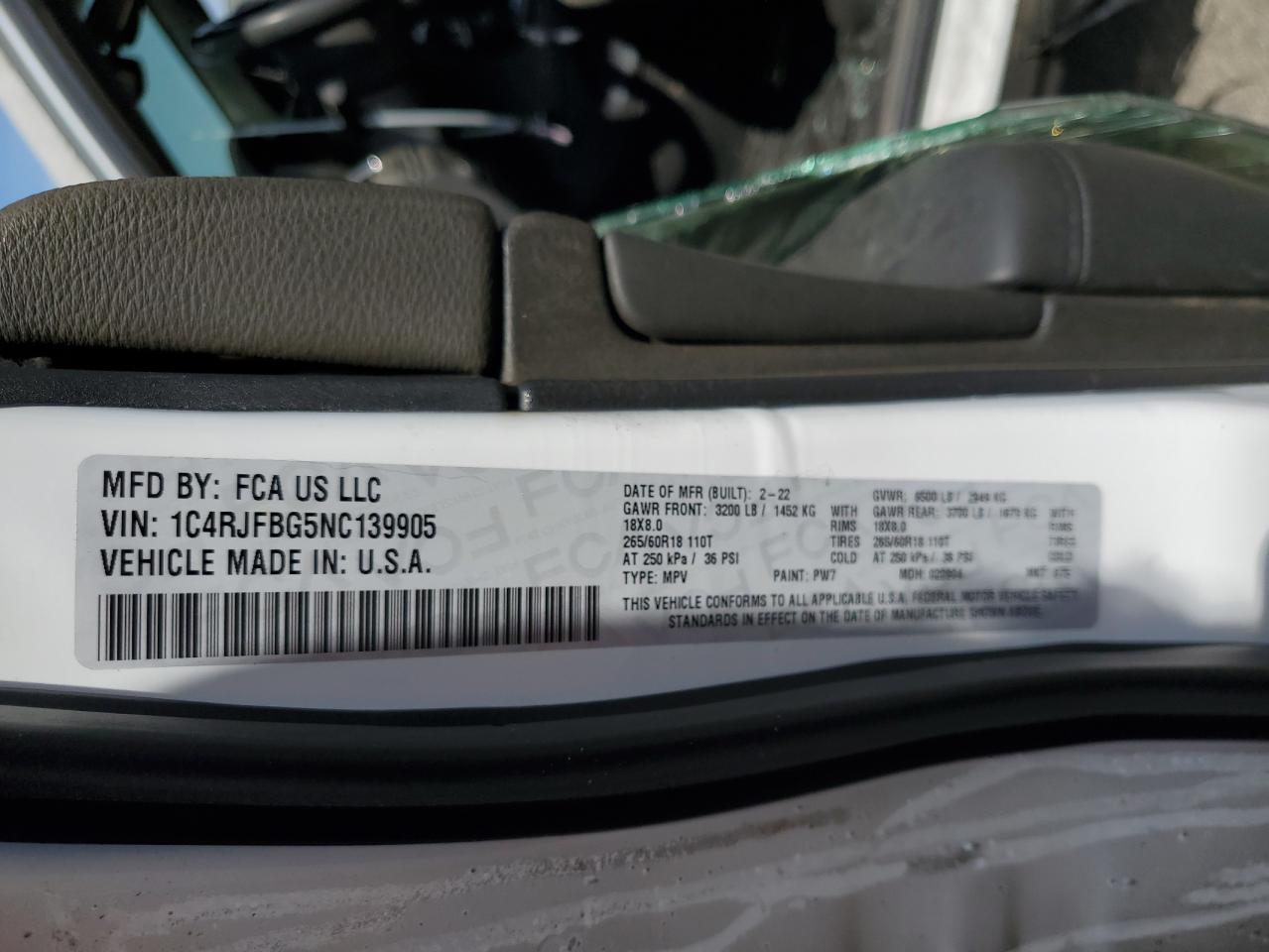 2022 Jeep Grand Cherokee Limited VIN: 1C4RJFBG5NC139905 Lot: 53995885