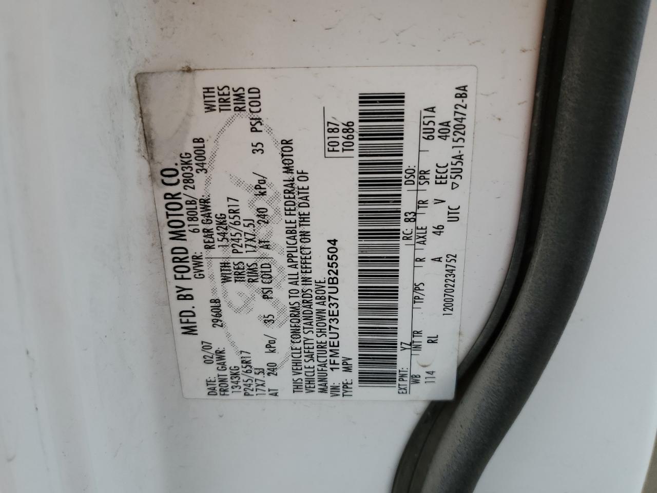 2007 Ford Explorer Xlt VIN: 1FMEU73E37UB25504 Lot: 49714435