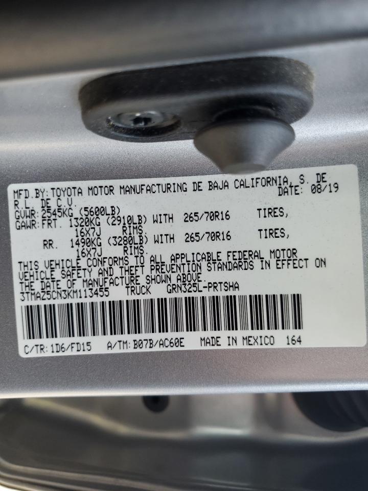 2019 Toyota Tacoma Double Cab VIN: 3TMAZ5CN3KM113455 Lot: 54243615