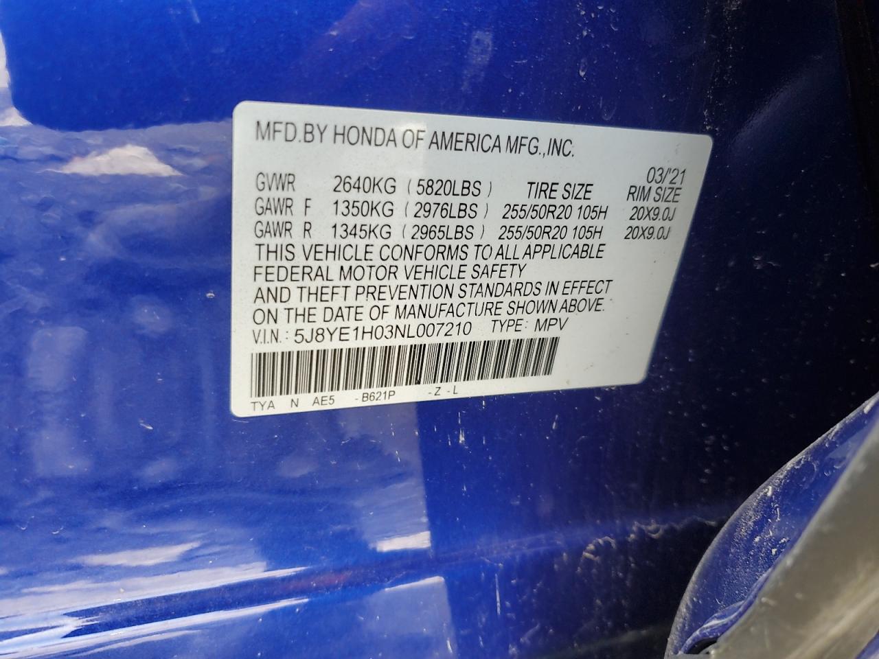 2022 Acura Mdx A-Spec VIN: 5J8YE1H03NL007210 Lot: 53582985